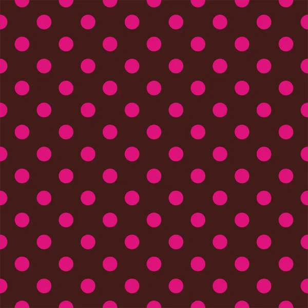 Motif vectoriel sans couture à pois roses ou rouges sur fond brun chocolat noir . — Image vectorielle