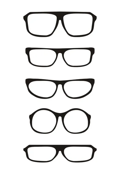 Set de gafas vectoriales con soporte negro grueso retro hipster ilustración aislada sobre fondo blanco. Médico enorme ojo gafas colección shilouette — Archivo Imágenes Vectoriales