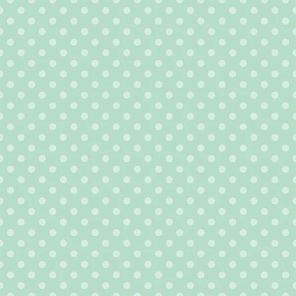 Seamless vector pattern with light green polka dots on a retro vintage mint green background. — Stock Vector
