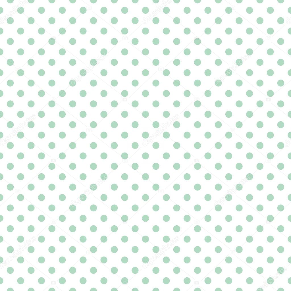 Seamless vector pattern with cute pastel mint green or baby blue polka dots on white background.