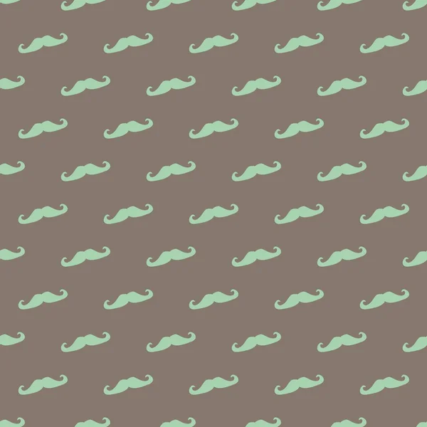 Motif vectoriel sans couture, fond ou texture avec menthe vert ou bleu bouclé vintage rétro moustaches gentleman sur fond brun foncé . — Image vectorielle