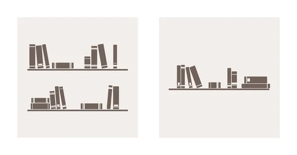 Books on the shelf simply retro vector illustration icon set. — Stock Vector