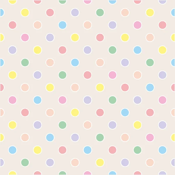 Dikişsiz vektör tatlı desen veya doku ile renkli pastel polka dots için çocuklar arka plan bej renkli arka plan üzerinde beyaz kenarlıklı