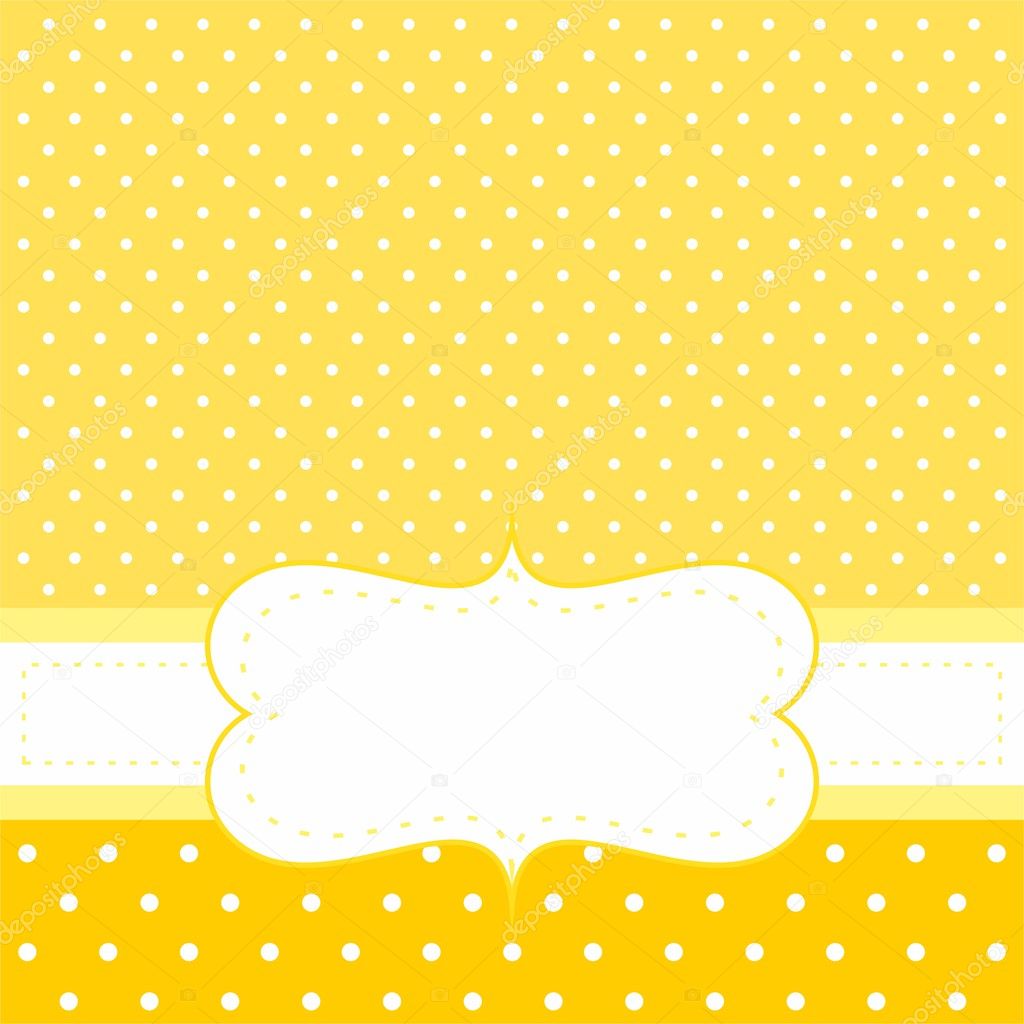 Sunny vector card or invitation with yellow background, white polka dots and white space to put your own text message.