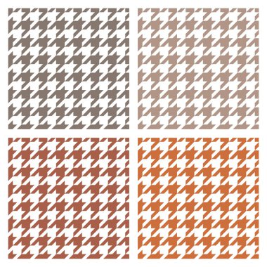 houndstooth vektör seamless modeli küme. kahverengi, beyaz, siyah ve gri renkli renkli web sitesi arka plan veya masaüstü duvar kağıdı için geleneksel İskoç kareli kumaş koleksiyonu.
