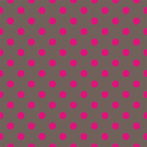 Modello vettoriale senza soluzione di continuità o texture con pois rosa fluo su sfondo marrone cioccolato scuro . — Vettoriale Stock