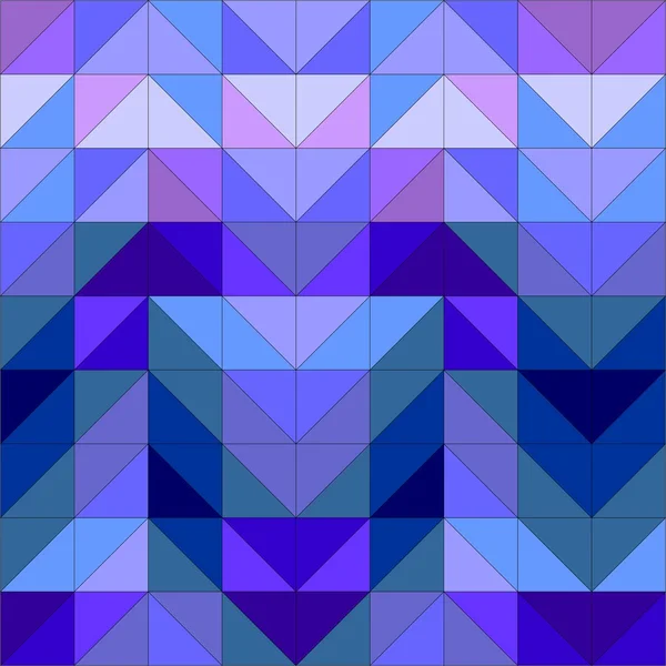 Padrão azul vetor sem costura, textura ou fundo. Violeta, azul marinho e escuro colorido formas de mosaico geométrico. Hipster design de superfície plana triângulo papel de parede com azteca chevron ziguezague impressão —  Vetores de Stock