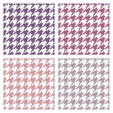 houndstooth vektör kesintisiz renkli desen set. mor, pembe, şeftali, gri ve beyaz renkli renkli web sitesi arka plan veya masaüstü duvar kağıdı için geleneksel İskoç kareli kumaş koleksiyonu.