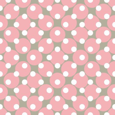 polka noktaları ile sorunsuz vektör desen. Beyaz, gri ve Web sitesi tasarım ve masaüstü duvar kağıdı için pembe renkli arka plan.