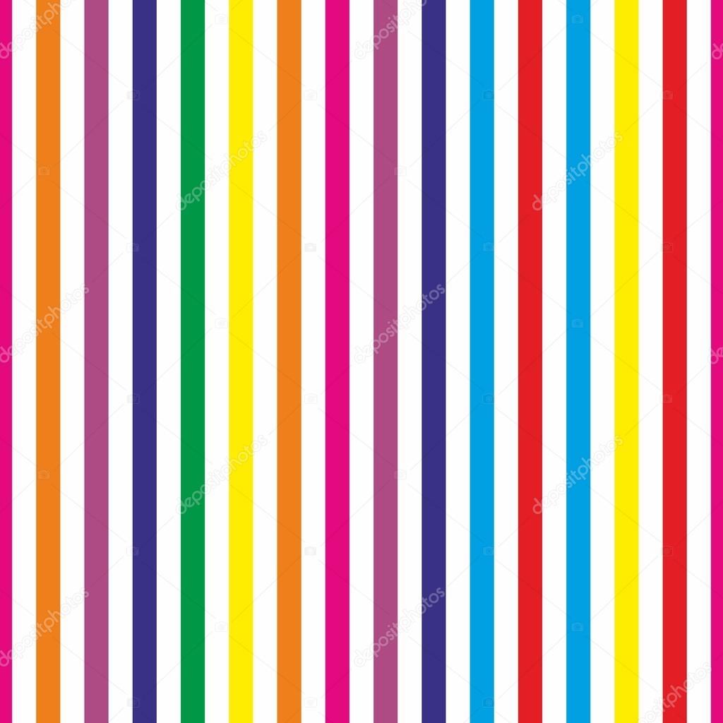 Seamless stripes vector background or pattern. Desktop wallpaper with colorful yellow, red, pink, green, blue, orange and violet stripes for kids website background