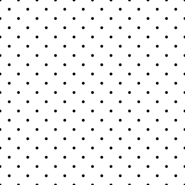 Seamless classic vector pattern with black polka dots on white background. — Stock Vector