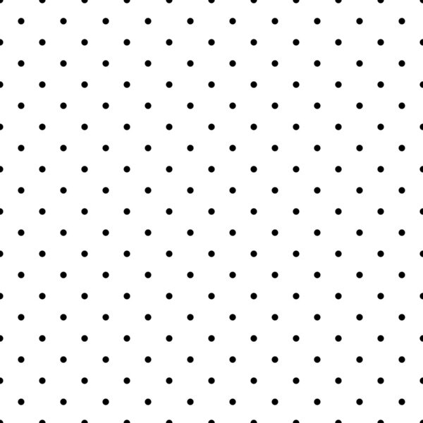 Seamless classic vector pattern with black polka dots on white background.