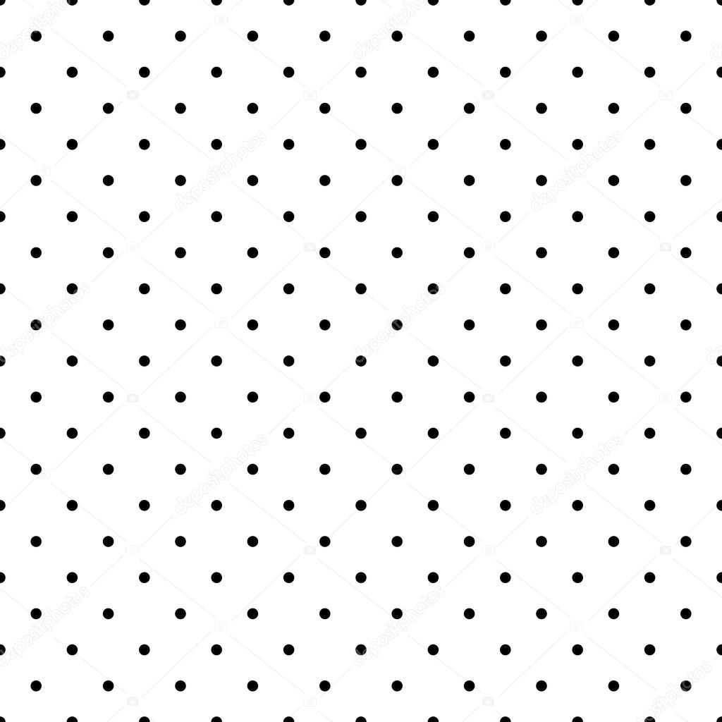 Seamless classic vector pattern with black polka dots on white background.
