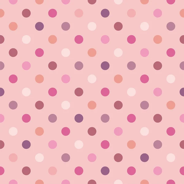Colorati pois pastello su sfondo vettoriale rosa bambino - retrò modello senza cuciture per sfondi — Vettoriale Stock