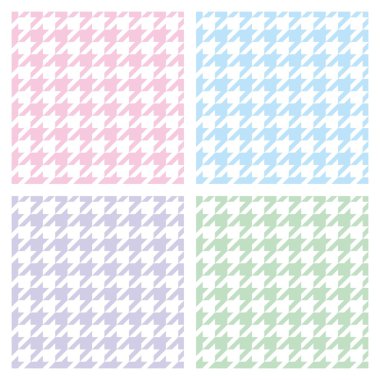 pastel houndstooth vektör sorunsuz pembe, mavi, yeşil, mor ve beyaz kalıbı tanımlar. Bebek Web sitesi arka plan, çocukları veya masaüstü duvar kağıdı için geleneksel İskoç kareli kumaş koleksiyonu.