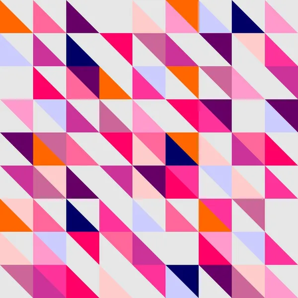 Padrão de envoltório vetorial sem costura, textura ou fundo. Violeta, azul marinho, rosa e cinza escuro colorido forma de mosaico geométrico. Hipster design de superfície plana triângulo papel de parede com impressão chevron zigzag — Vetor de Stock