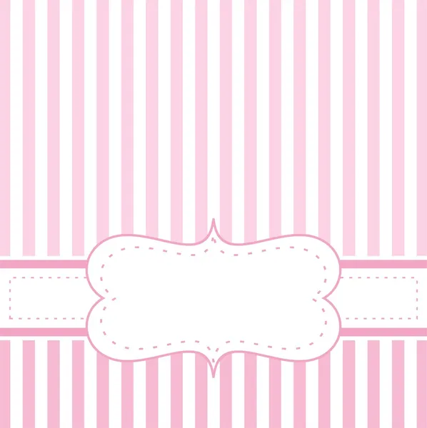 Invitación de tarjeta vectorial rosa para baby shower, boda o fiesta de cumpleaños con rayas blancas. Lindo fondo con espacio en blanco para poner su propio texto . — Vector de stock