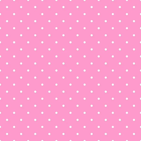 Modello vettoriale senza cuciture con pois bianchi su uno sfondo rosa pastello. Per desktop wallpaper o design del sito web per bambini — Vettoriale Stock