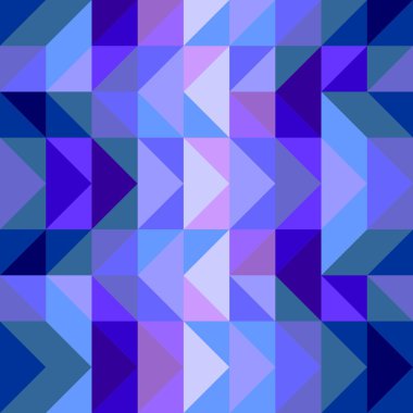 Kusursuz vektör mavi desen, doku ya da arka plan. Mor, lacivert ve koyu renkli geometrik mozaik şekiller. Aztek sembolü zikzak desenli hippi düz yüzey üçgen duvar kâğıdı.