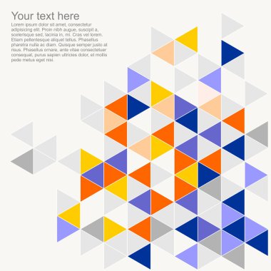 vector geometrische mozaïek grijs, geel, blauw driehoekje kaart documentsjabloon. Hipster vlakke oppervlakte chevron zigzag print ontwerp of pastel kleurrijke achtergrond illustratie met lege ruimte voor tekst.