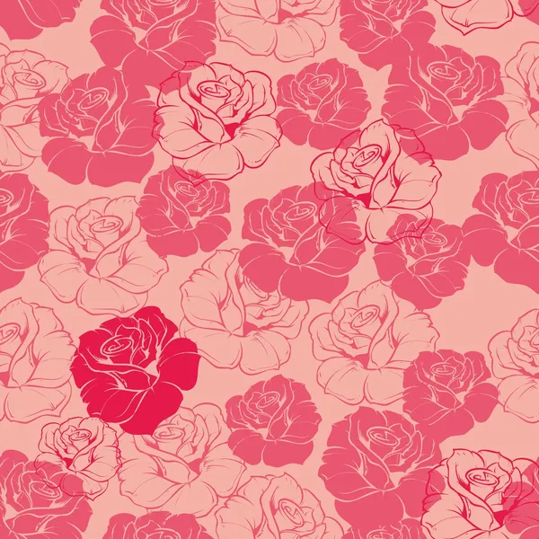 シームレスなピンクと赤花パターン ベクトル、背景またはバラとテクスチャ。美しい抽象ビンテージ花とテクスチャのための web デザインやデスクトップ壁紙かわいい背景. — ストックベクタ