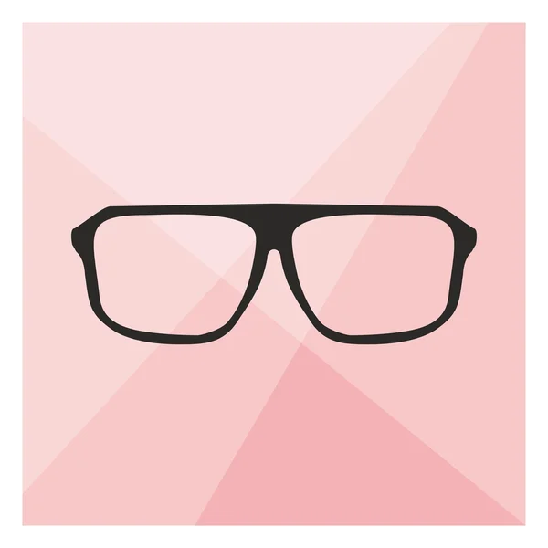 Glasses on pink background vector illustration. Teacher, professor, secretary or hipster old eyewear with thick black plastic rim shilouette. — Stock Vector