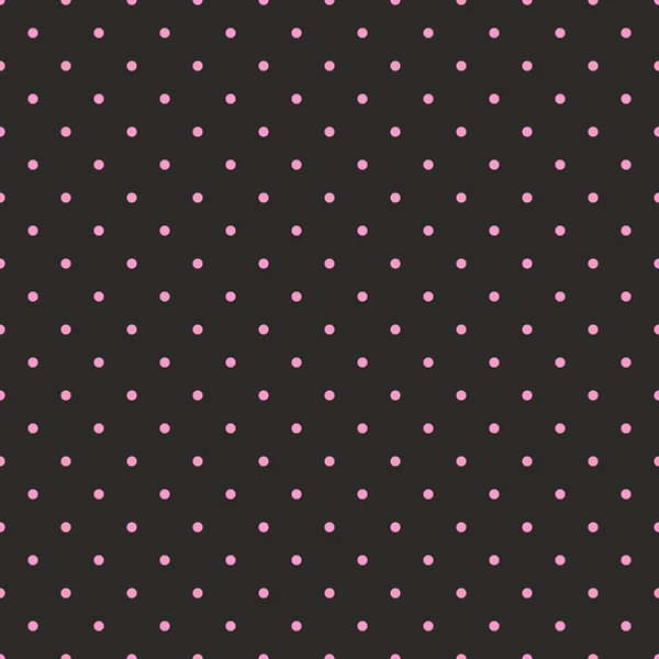 Motif vectoriel sans couture avec pois rose pastel sur fond noir . — Image vectorielle