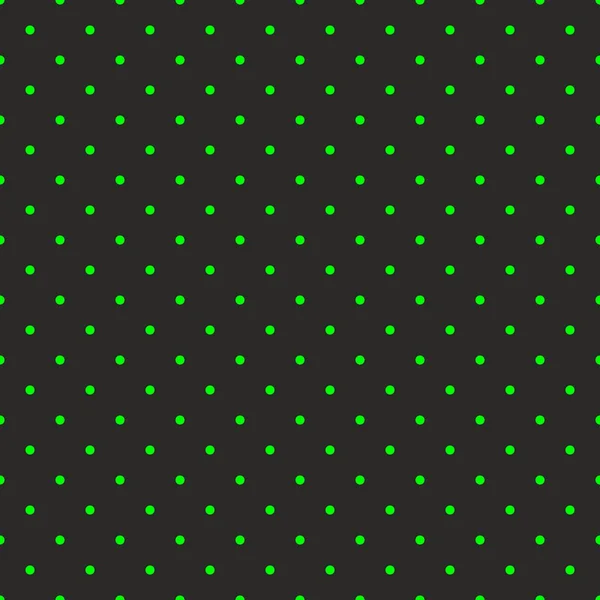 Fond noir à pois verts fluo. Modèle sans couture pour papier peint de bureau halloween carreaux et conception de site Web de printemps — Image vectorielle