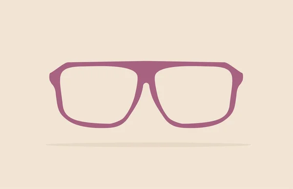 Gafas nerd violeta con soporte grueso - ilustración vectorial hipster retro aislado sobre fondo beige . — Vector de stock