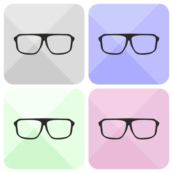 Set de gafas vectoriales con soporte negro grueso ilustración hipster aislado sobre fondo blanco. Médico enorme ojo gafas colección shilouette. Signo de inteligencia, secretario o maestro de escuela — Vector de stock