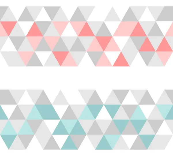 Färgglada kakel vektor bakgrund eller mönster illustration. grå, rosa och mint grön pastell triangel geometriska tapeter — Stock vektor