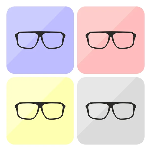 Glasses vector set with black thick holder hipster illustration isolated on white background. — Stock Vector