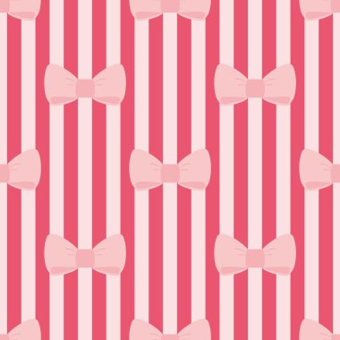 kırmızı bir kutu üzerindeki pastel pembe yay ile sorunsuz vektör desen arka plan şeritler.