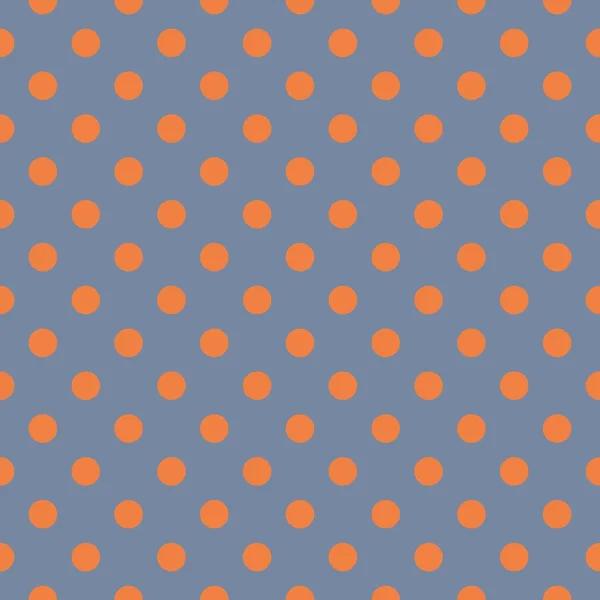 Fliesen-Vektormuster, Textur oder Hintergrund mit nahtlosen orange-roten Tupfen auf dunkelgrauem Hintergrund — Stockvektor