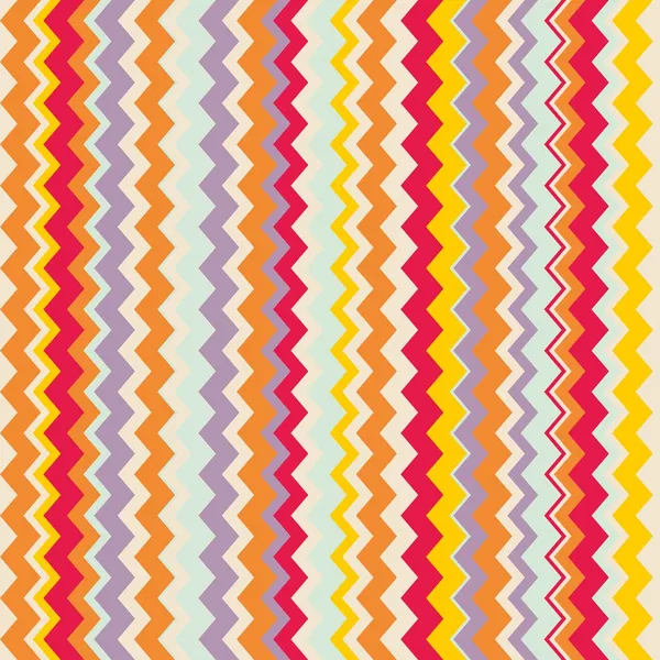 雪佛龙公司无缝炫彩矢量模式或平铺背景与曲折曲折红色、 紫色、 黄色、 粉色和橙色条纹. — 图库矢量图片