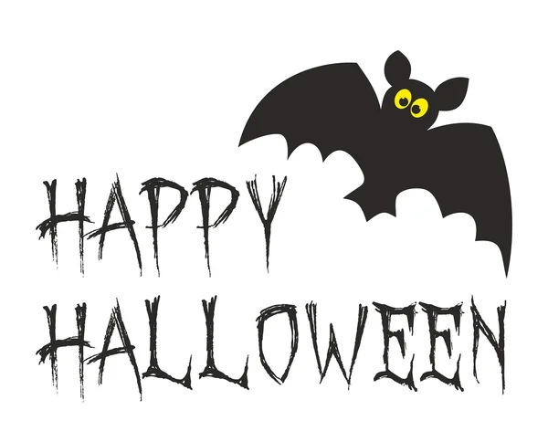 Happy Halloween Party Karte mit Fledermaus. Vektor-Illustration isoliert auf weißem Hintergrund. — Stockvektor