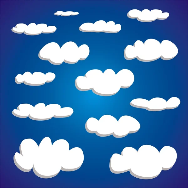 Nuvens brancas no céu azul conjunto vetor de fundo . —  Vetores de Stock