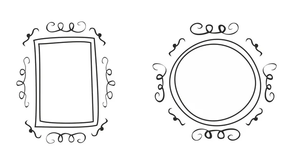 Cadres décoratifs noirs vectoriels dessinés à la main isolés sur fond blanc — Image vectorielle