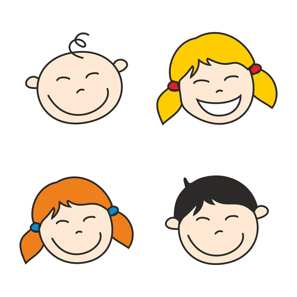 Niños felices ilustración vectorial dibujado a mano aislado sobre fondo blanco . — Vector de stock