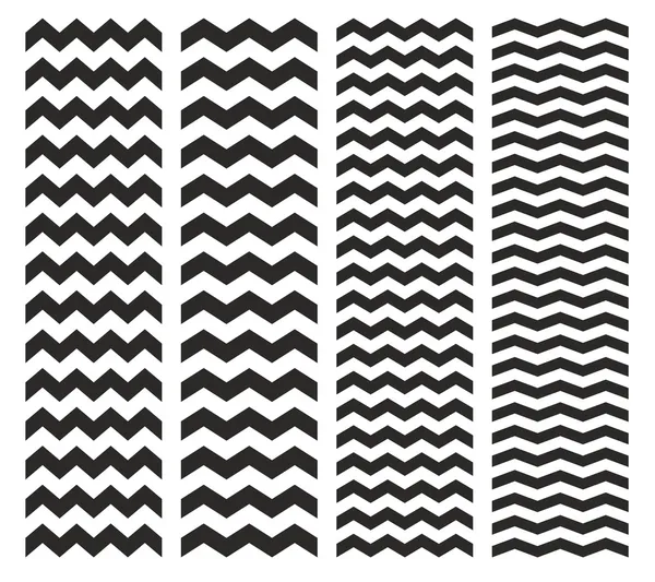 Azulejos patrón de vector chevron conjunto con zig zag negro sobre fondo blanco — Vector de stock
