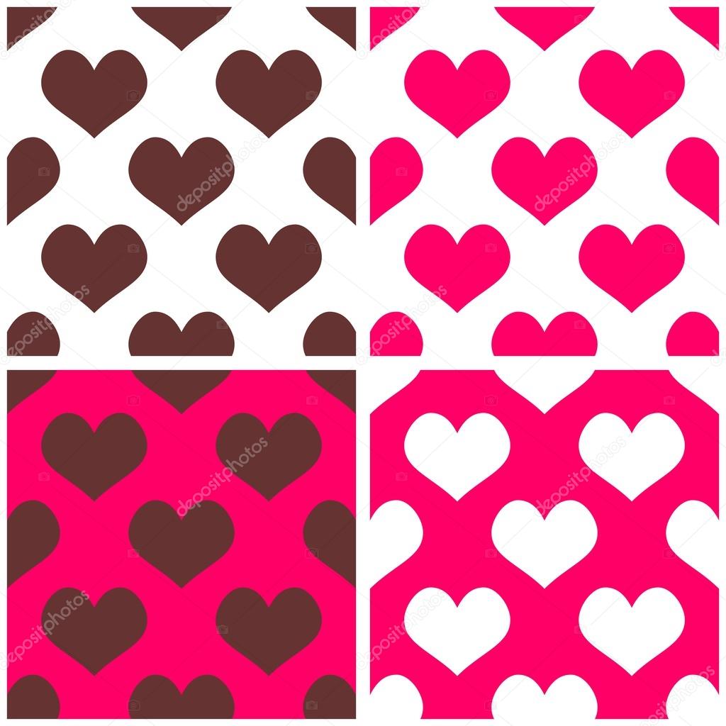 Seamless Pink Vector Background Set With Hearts Full Of Love Tile