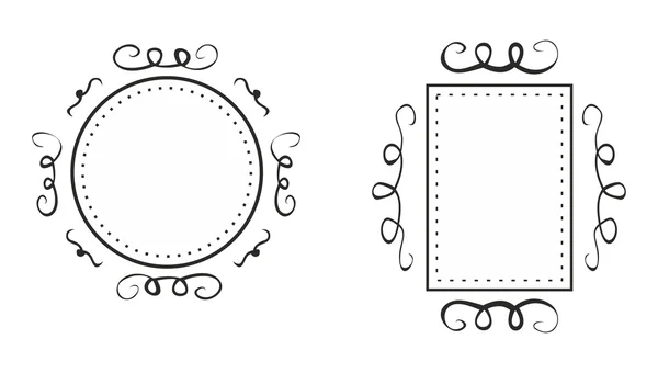 Dibujado a mano vector negro marcos decorativos aislados sobre fondo blanco — Archivo Imágenes Vectoriales