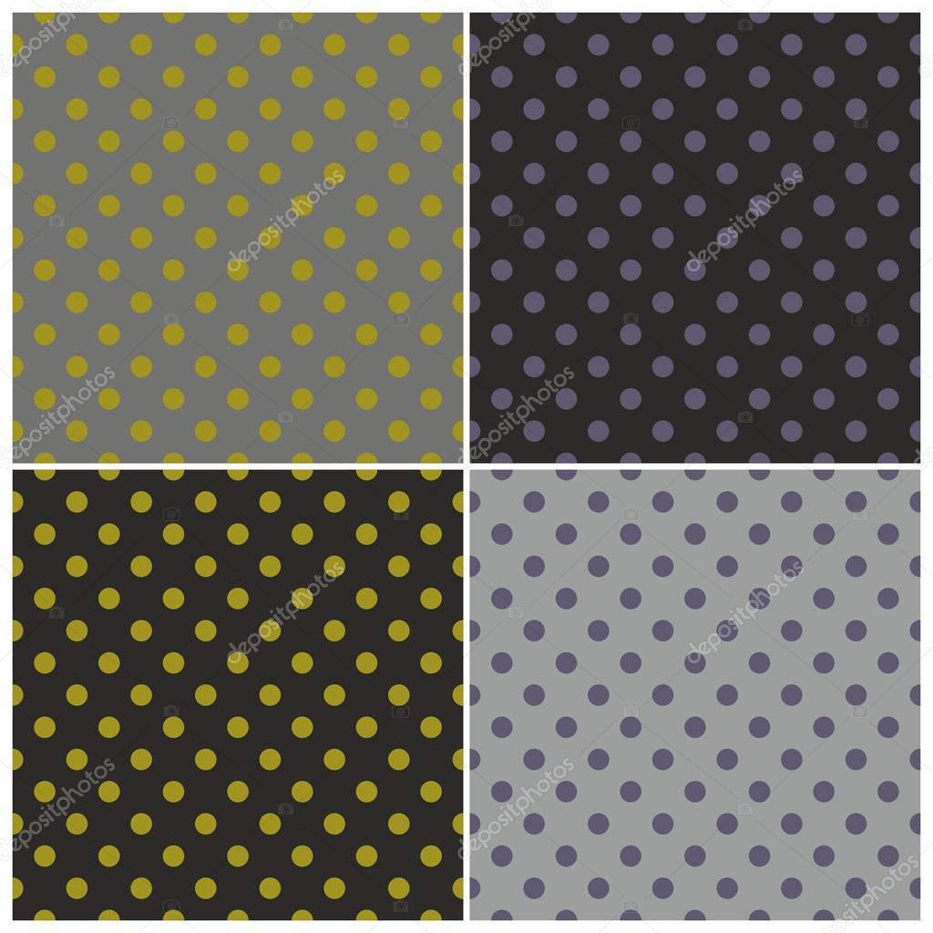 Tile vector dark pattern set with colorful violet and green polka dots ...