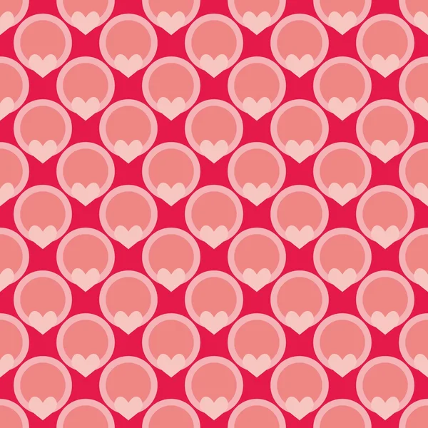 Pink tile vector background with hearts and polka dots — Stock Vector