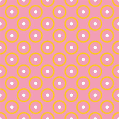 Pembe arka planda sarı ve beyaz noktalı kusursuz desen - noel arkaplanı, bloglar, www, hatıra defterleri, parti veya bebek partisi davetiyeleri ve düğün kartları için retro doku
