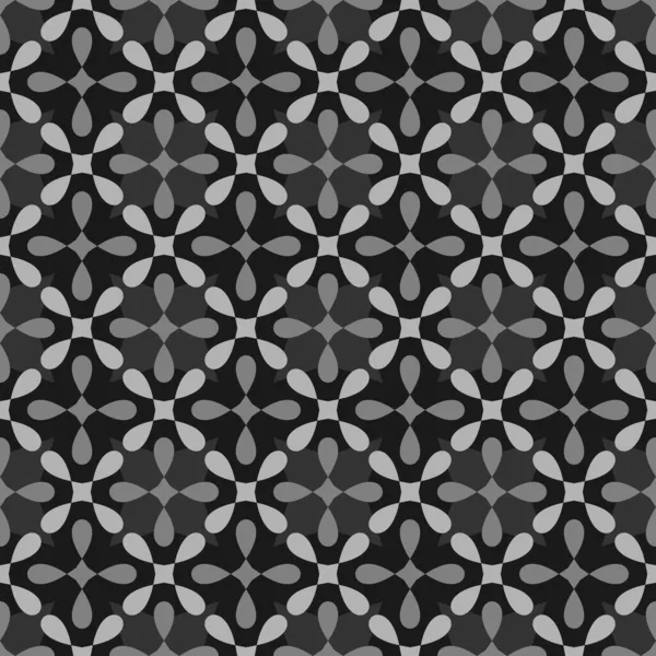 Бесшовный Черно Серый Векторный Узор Декоративной Печатью Плитки Темном Фоне — стоковый вектор