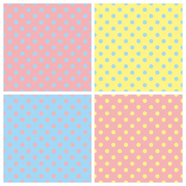 Tile Vector Background Set Polka Dots Colorful Pink Yellow Blue — Stock Vector