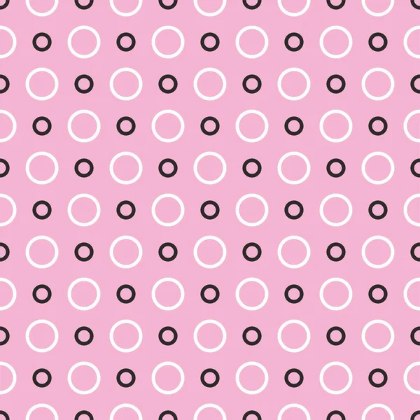 Patrón Vectores Azulejos Con Puntos Blanco Negro Sobre Fondo Rosa — Vector de stock