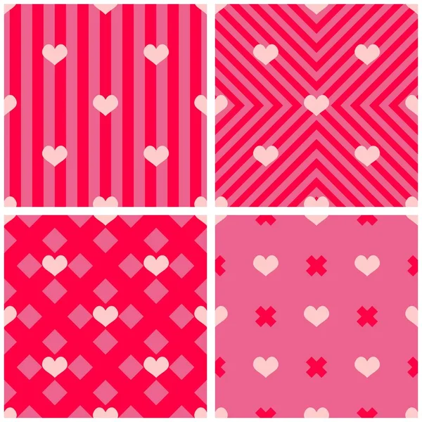 Tile Vector Pattern Hearts Pink Red Background — Stock Vector