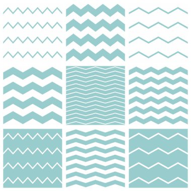 Beyaz, pastel mavisi veya nane yeşili zig zag desenli döşeme vektör deseni, pürüzsüz duvar kağıdı için ayarlandı